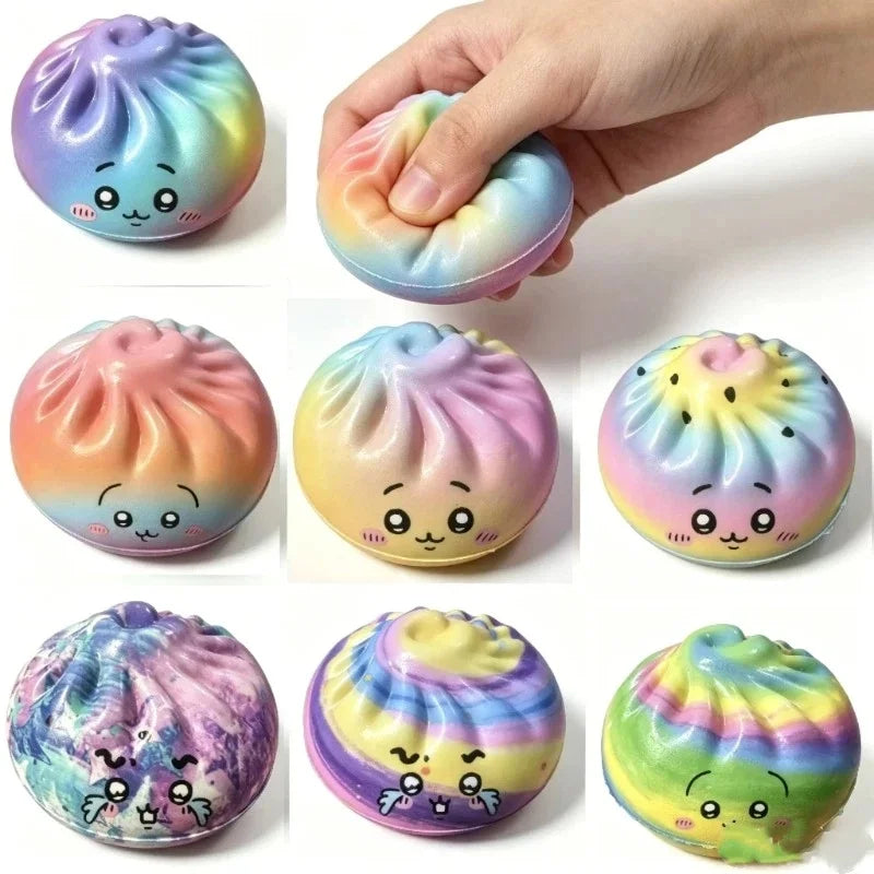 Glitter Dumplings Stress Relief Toy Bun Squishy Toy Fidget Premium Soft Slow Resilience Stress Relief Sensory Squeeze Toy