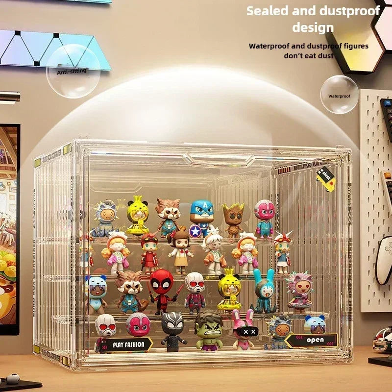 1/2/4 pcs Containerized Designs Acrylic Organizer for Collectible Figures High Definition Transparent Miniature Display Case