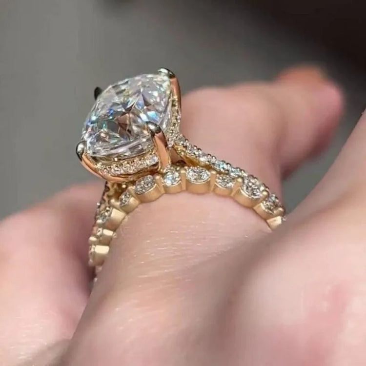 New luxury micro-set zircon ring, women's fashion wedding finger ring