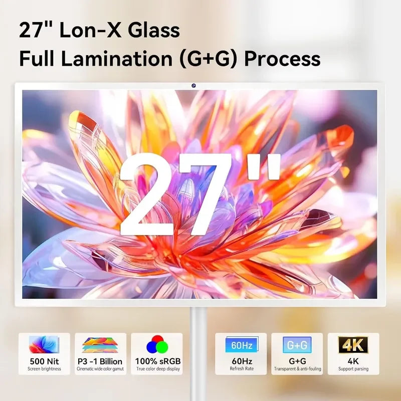 27 Inch Android Smart TV Touch Screen Interactive Display Movable Stand Charging Port Commercial Use Digital Signage Monitor