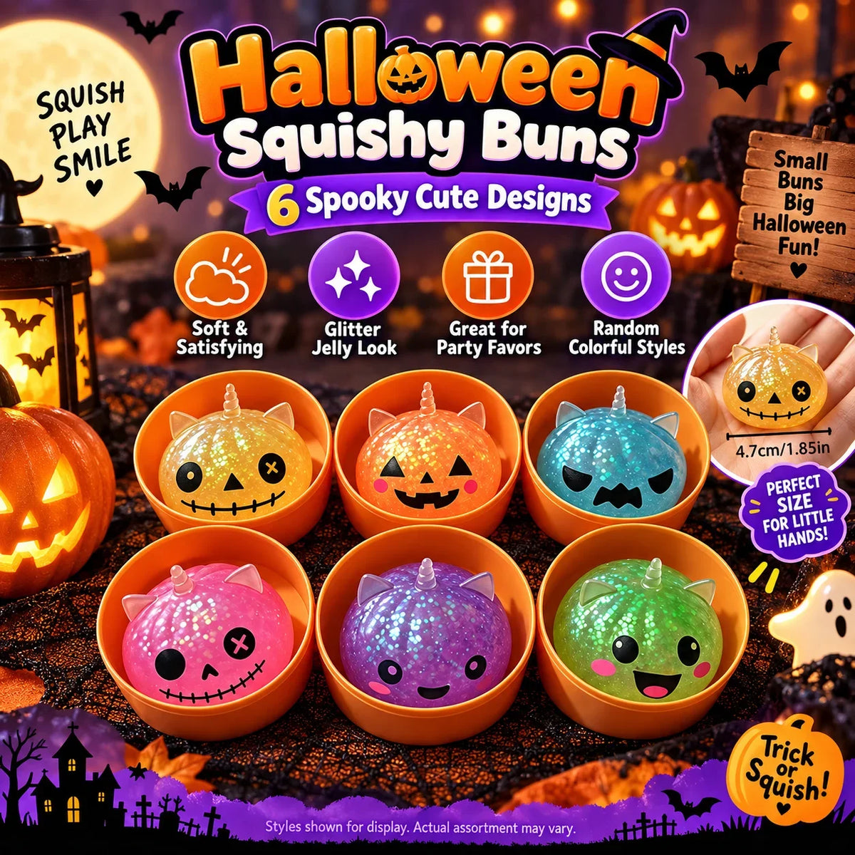 1-5PCS Halloween Dumpling Squishy Mystery Box Unicorn Ears Slow Rebound Squeeze Fidget Sensory Stress Relief Novelty Gift