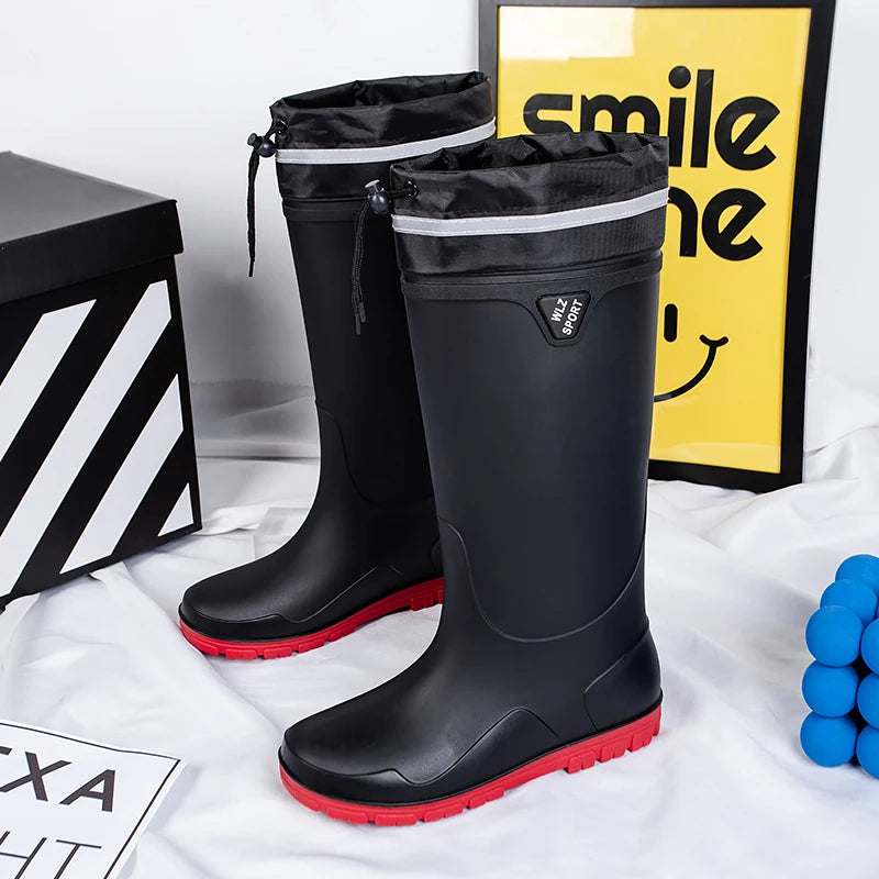 German Style Waterproof Rain Boots Men's Anti-Slip High Tube Long Camping Fishing Snake Bite Proof Thickened Rubber Shoes