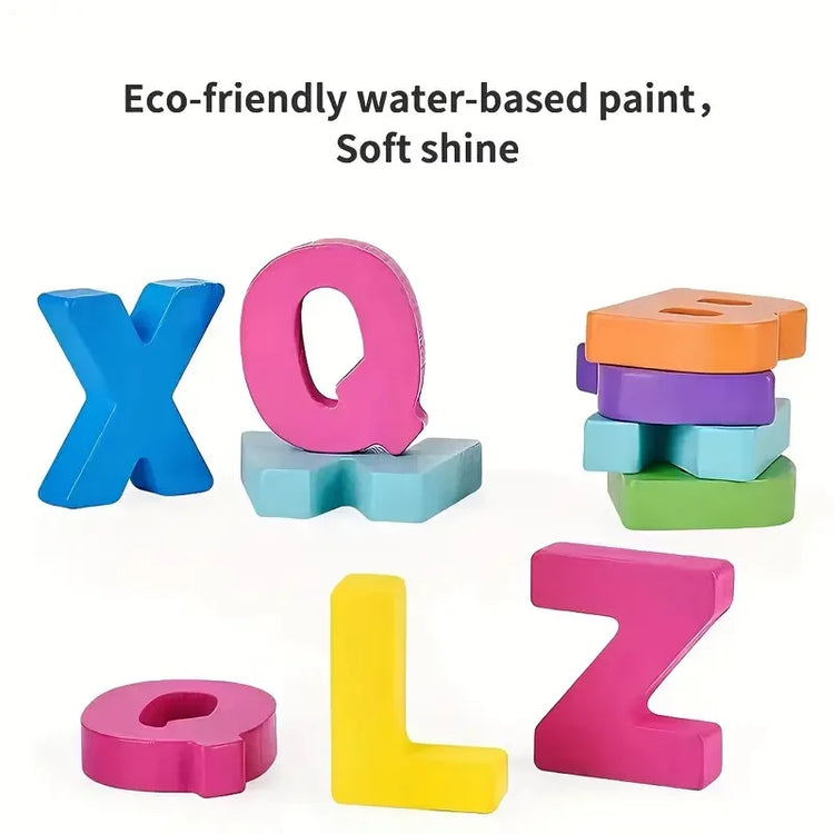 3D Colorful Alphabet Number Puzzle Montessori Wooden Puzzles Matching Games Early Education Toys Mathematics Shape Cognition