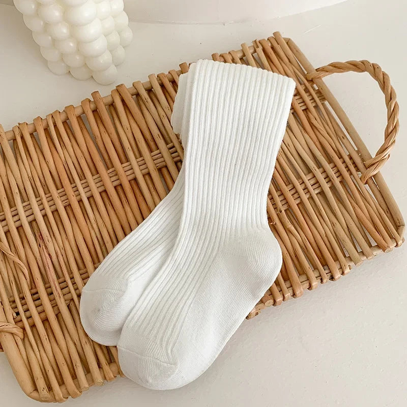 Cotton Warm Pantyhose Baby Kids Autumn Winter Tights Toddler Girls Boys Ribbed Stockings  Solid Candy Color Tights 0-9Years