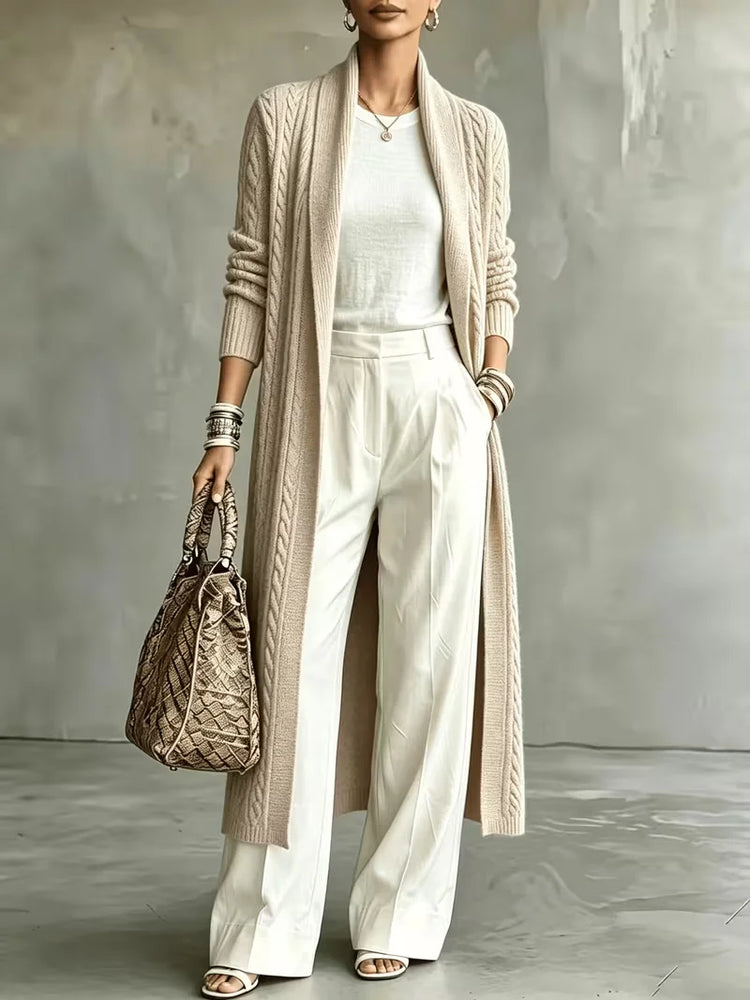 Women's Plus Size Long Knit Cardigan Loose Slimming Open Front Long Sleeve Sweater Coat Casual Commuter Fall Winter Layering