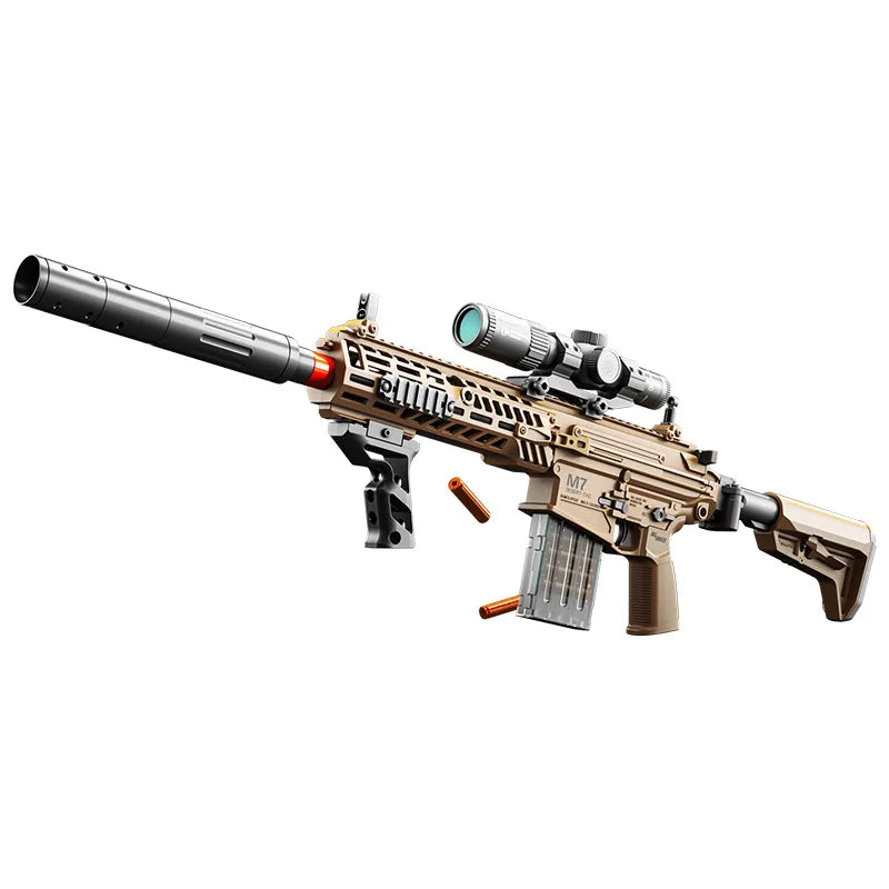 M7 Soft Bullet Toy Gun Manual Electric 2-in-1 Blaster Shell Ejection Foam Dart Toy Gun Rifle Continuous Fire Toy Model Prop