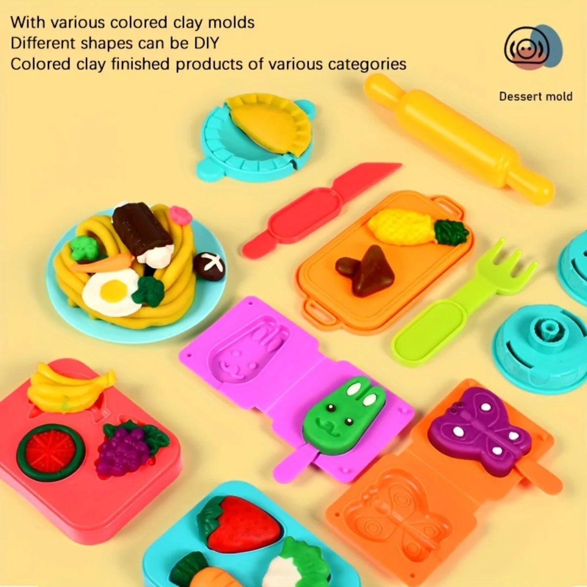 Pretend Play Kitchen Food Color Clay Toy Plasticine Tool Set Noodle Machine Ice Cream Maker DIY Mold Boys Girls Gift