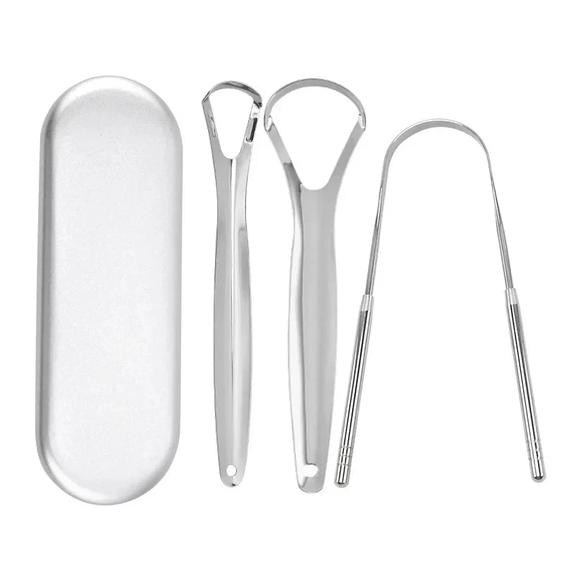 1/3/4pcs Premium Metal Tongue Scraper Cleaner for Adults & Kids Portable Stainless Steel Tongue Scrapers Brushes for Removing