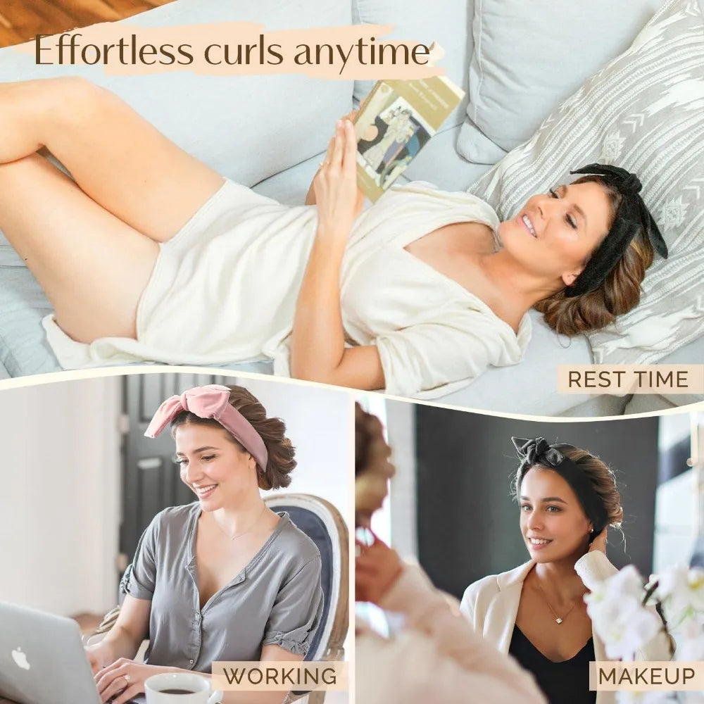 No Heat Hair Rollers Heatless Curling Rod Headband Soft Hair Curler Satin Curlers Curls Sleeping Bonnet Night Cap Styling Tools