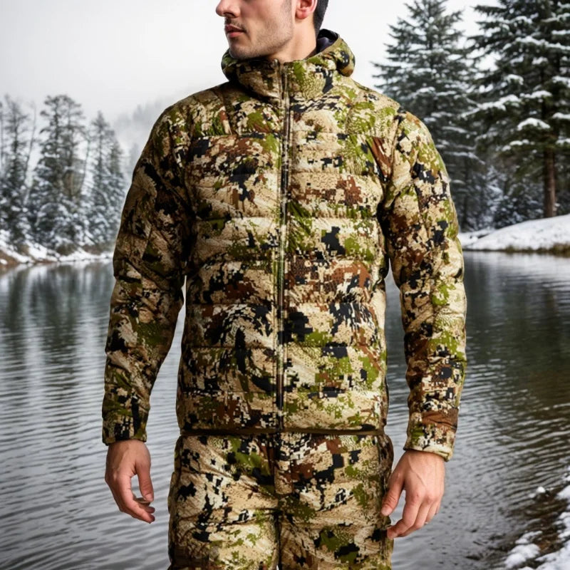 Ainfad Men's Kelvin Light Down Jacket Camouflage Fishing Hunting Down Wear