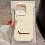 Black Polka Dot Dachshund Pattern Soft TPU Cover For iPhone 17 16 15 14 Plus 13 12 11 Pro MAX 17 Air Soft Sililcone Phone Cover