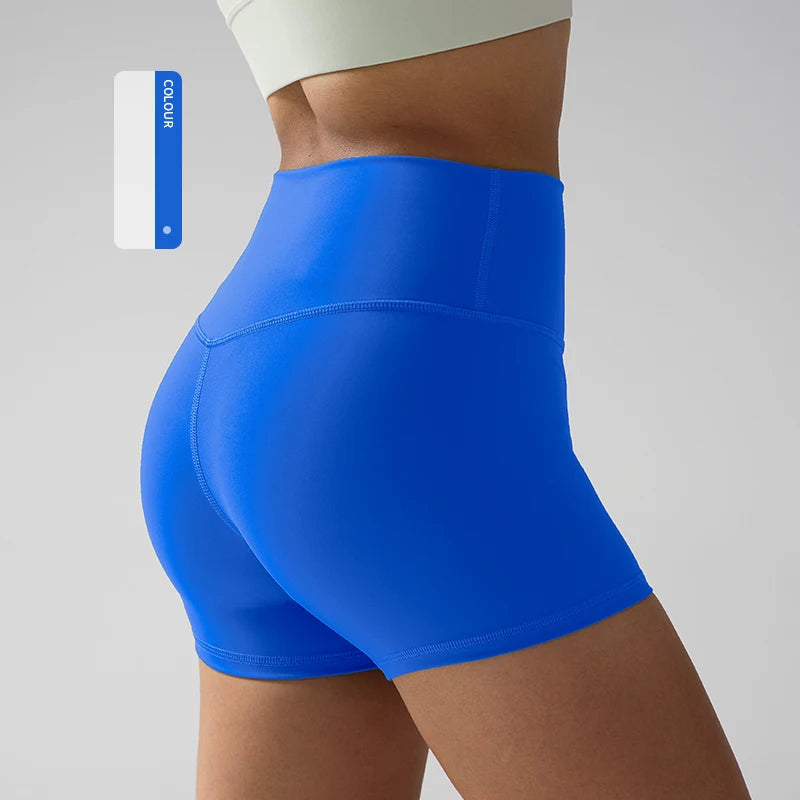 Solid Color High-Waisted Yoga Shorts for Women Quick Dry Breathable Fitness Sport Running Cycling Leggings