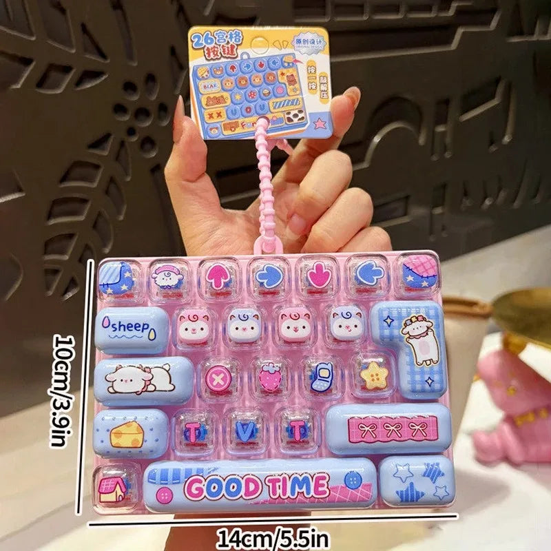 In Stock /26Grid Keycap /;Clicker Anti Stress Fidget Keyboard Keychain Decompression Button Cartoon Party Favor Gift 26구 키캡 키링