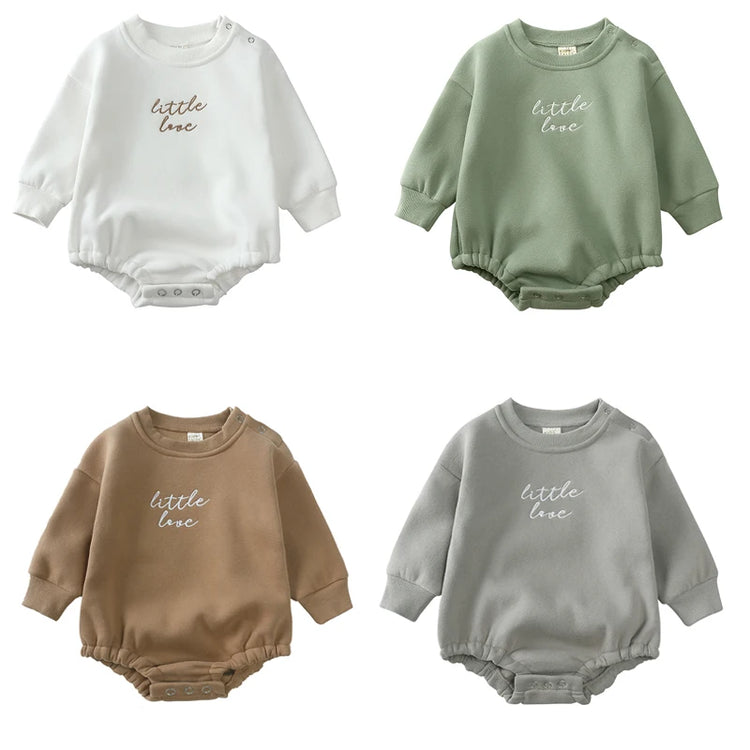 2026 Newborn Baby Romper Baby Girls Boys Embroidery Clothing Thick Infant Romper Solid Cotton Long Sleeve for 3M-24M