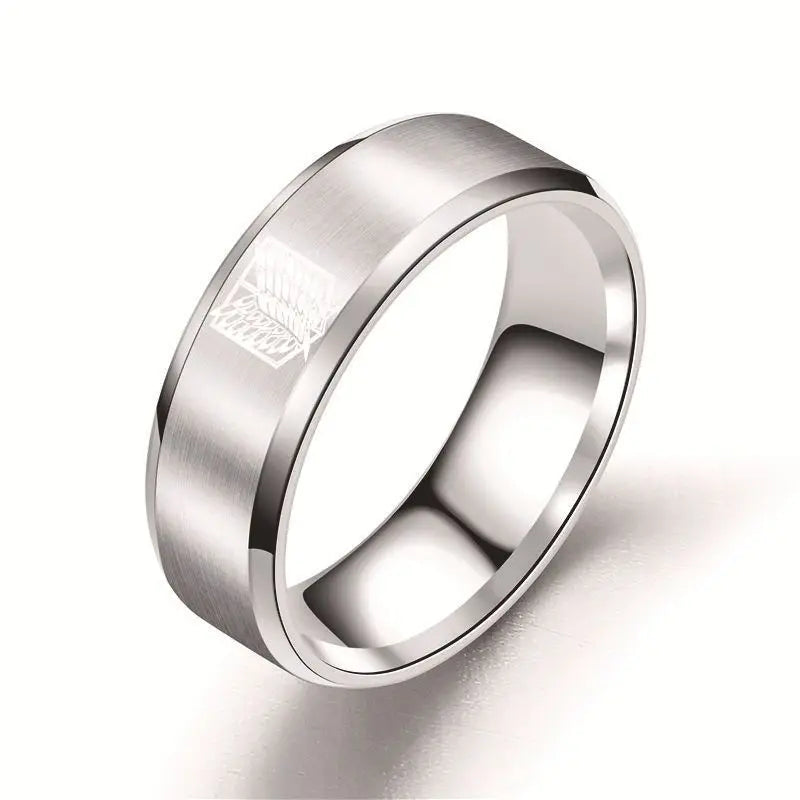 Anime Trendy Charm Attack on Titan Investigation Corps Logo Ring Wings of Freedom  rings Levi Mikasa Ackerman Party Jewelry