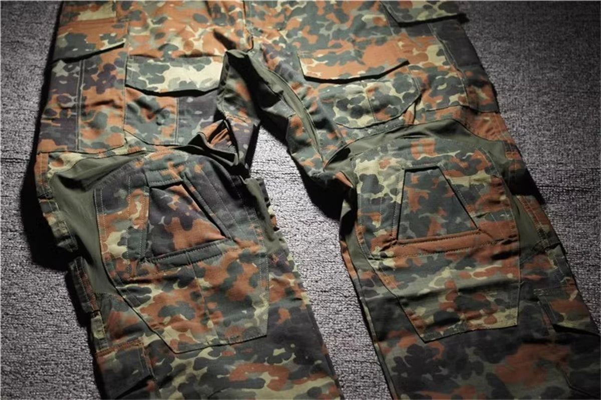 GEN3 Flecktarn Training Tactical Frog Skin G3 Battle Frog Suit Long Sleeved+Long Pants Combat Hunting Breathable Clothes