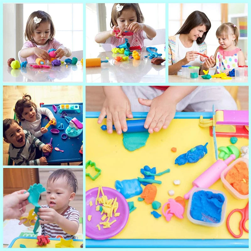 Fun Play Dough Tools Kit For Kids Children Toddlers Playdough Extruders Scissors Rollers Cutters Plasticine Clay Accessories Toy