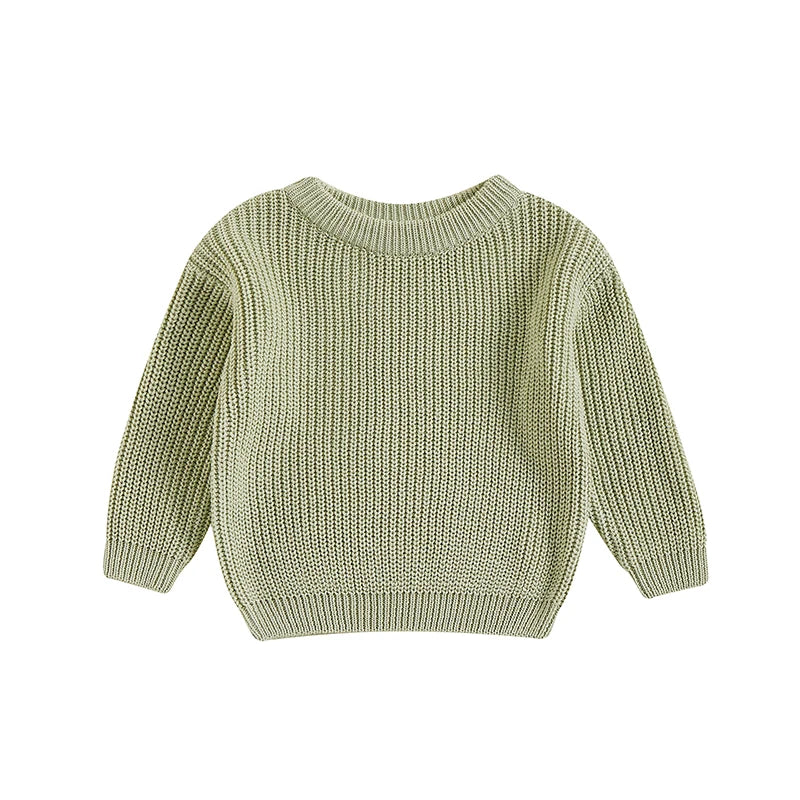 Autumn Baby Girls Boys Sweaters Coat Kids Knitting Pullovers Tops Baby Boys Girls Solid Color Basic Cotton Long Sleeve Sweater