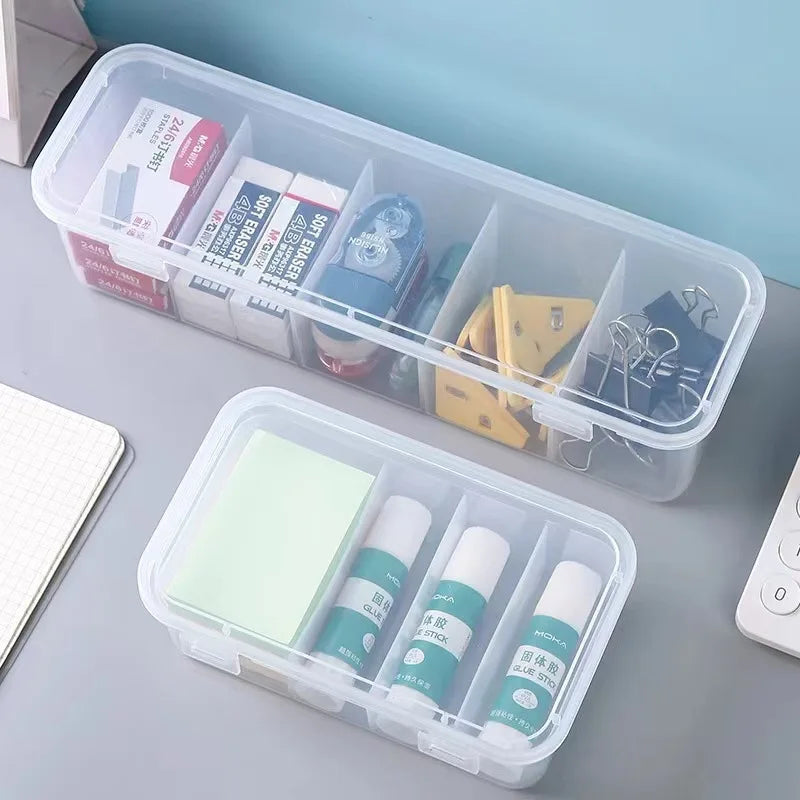 1pc Dustproof Cable Management Box, Clear Transparent Desktop Organizer with Lid, Adjustable Dividers for Cords, Storage