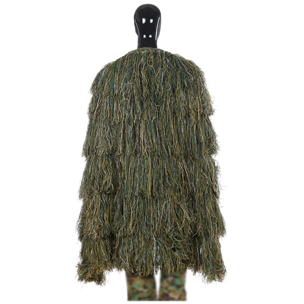 Lightweight Ghillie Poncho Tactical Sniper Ghillie Top for Airsoft Paintball Ghillie Poncho Suit Woodland