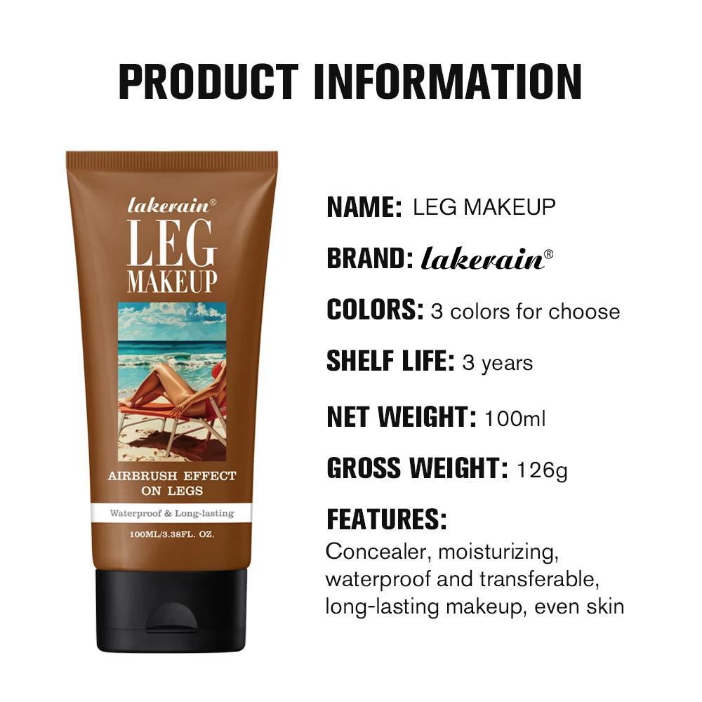 100ml Tan Leg Makeup Body Foundation Lotion Even Skin Tone Waterproof Long Lasting Body Tanning Cream Medium Bronze Leg Makeup