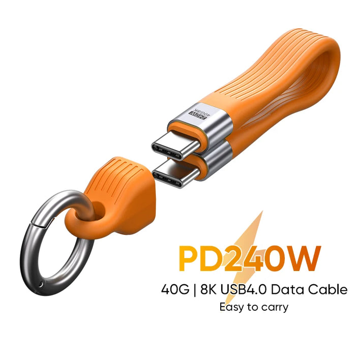USB-C to Type-C 240W USB4.0 40Gbps Cable Keychain PD3.1 5A 8K@60Hz Data Cord For TV Laptop Tablet MacBook Video Transmission﻿