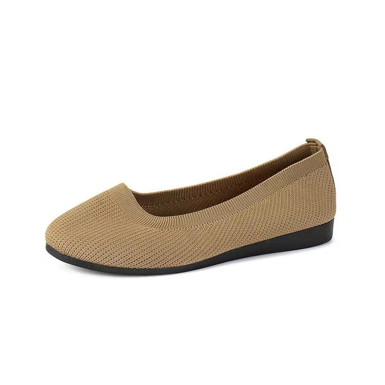 Women Round Toe Knitted Ballet Flats Breathable Slip on Flat Soft Sole Lightweight Casual Daily Walking Loafers Zapatos Mujer