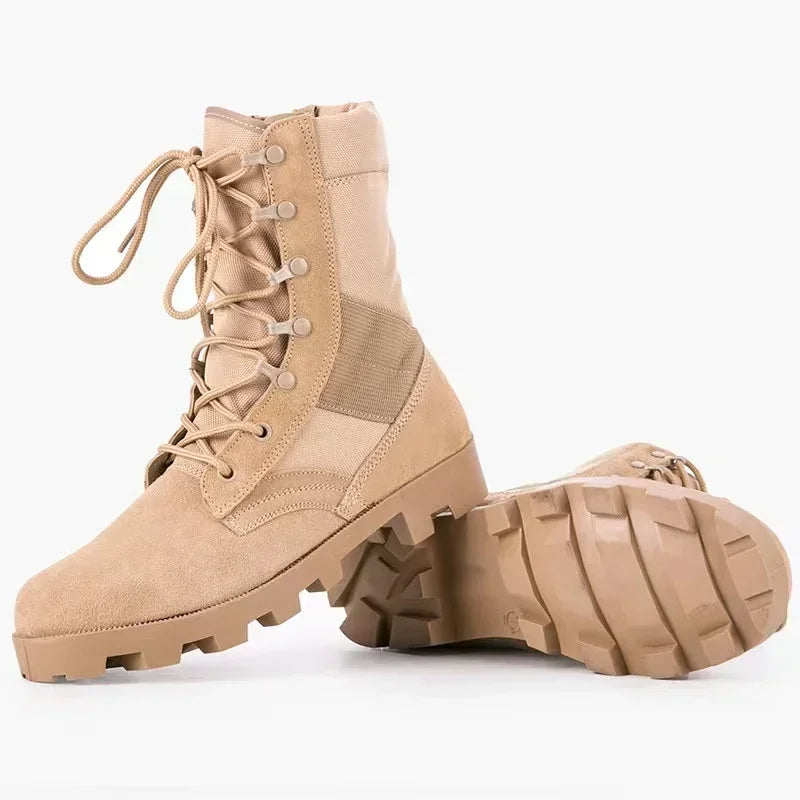Lace Up Waterproof Outdoor Shoes Breathable Canvas Camouflage Tactical Combat Desert Ankle Boots Men Boots