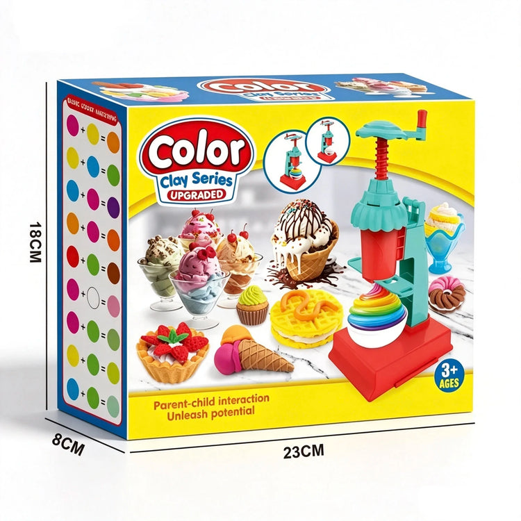 Play Dough Set Hand-Crank Mini Ice Cream Maker Modeling DIY Mold Color Clay Playset Toys for Kid