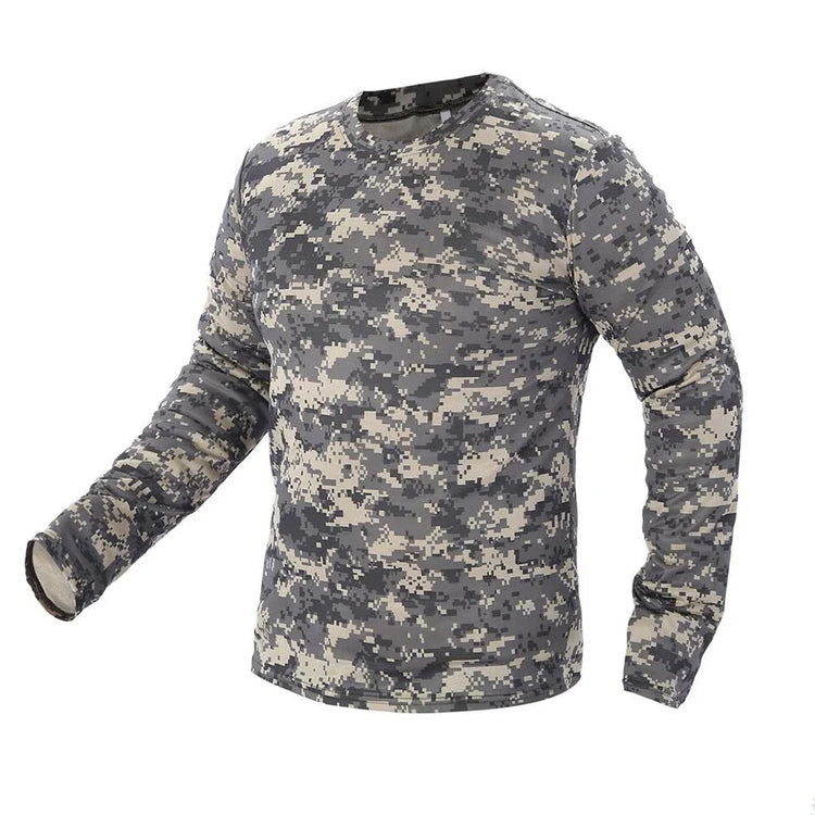 Long-Sleeve T-Shirt Anti-Sweat Tactical Shirts Breathable Camo Under-Shirt Hunting Clothes Men Elasticity Sun-Protective Top