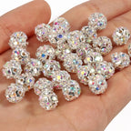 50pcs 6mm AB Color Metal Crystal Beads Rhinestone Ball Shape Loose Beads for Jewelry Making DIY Gift Bracelet Accessories