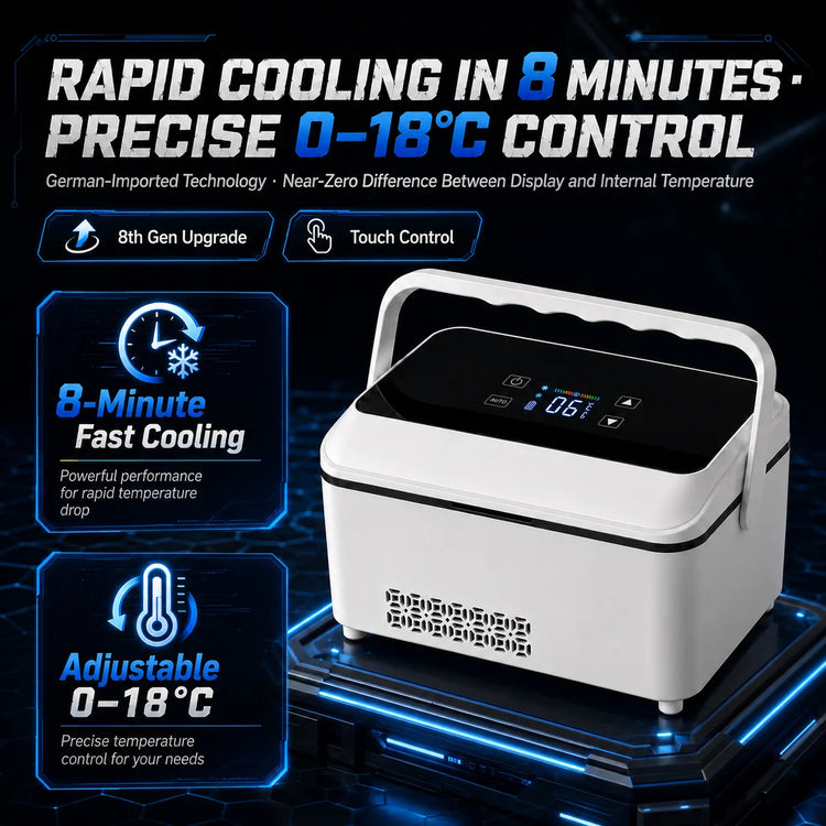 Smart Insulin Mini Fridge - 8-Minute Rapid Cooling, 0-18°C Precise Adjustment, Ultra-Quiet, Fits 12 Pens/36 Vials, USB Low-Voltage ≤36V, TSA-Friendly Compact Size