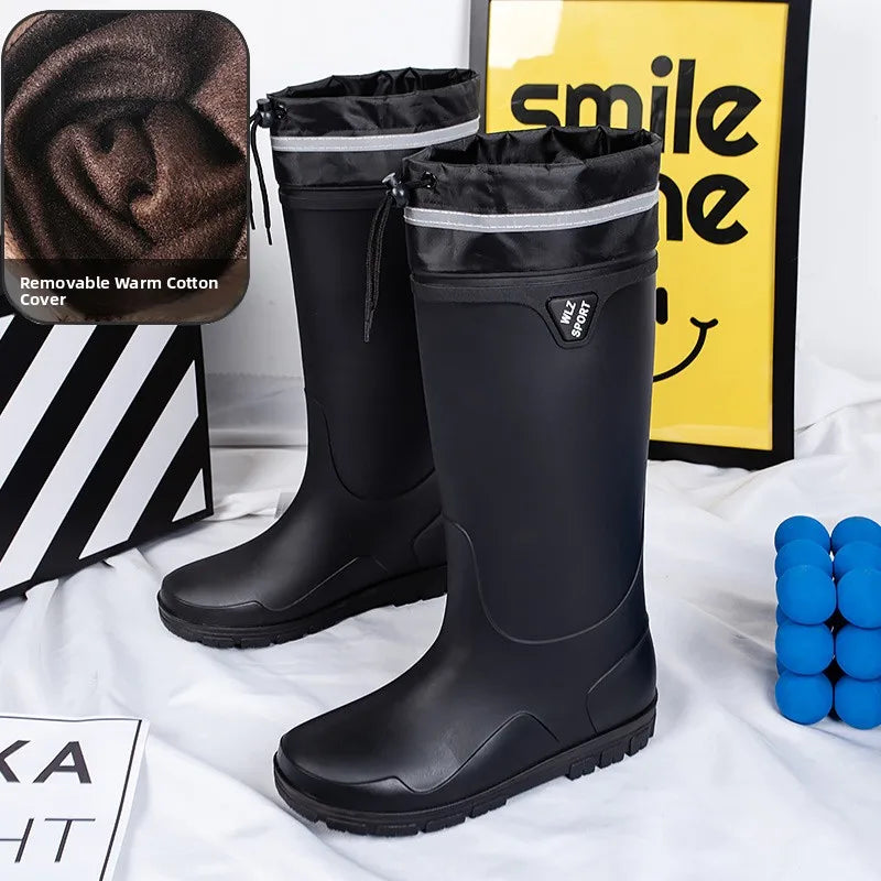 German Style Waterproof Rain Boots Men's Anti-Slip High Tube Long Camping Fishing Snake Bite Proof Thickened Rubber Shoes