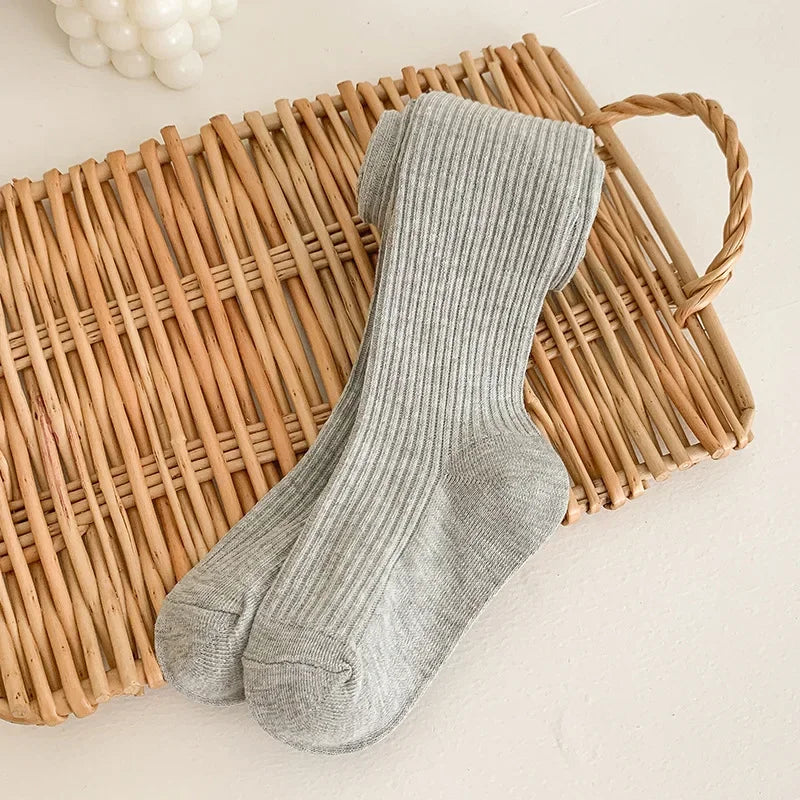 Cotton Warm Pantyhose Baby Kids Autumn Winter Tights Toddler Girls Boys Ribbed Stockings  Solid Candy Color Tights 0-9Years