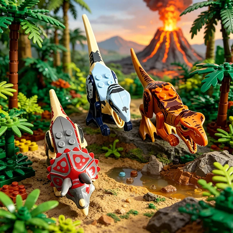 Dinosaur Figures World Building Blocks Set Jurassic Dino Model Educational STEM Bricks DIY Assemble Toys for Kids Birthday Gifts