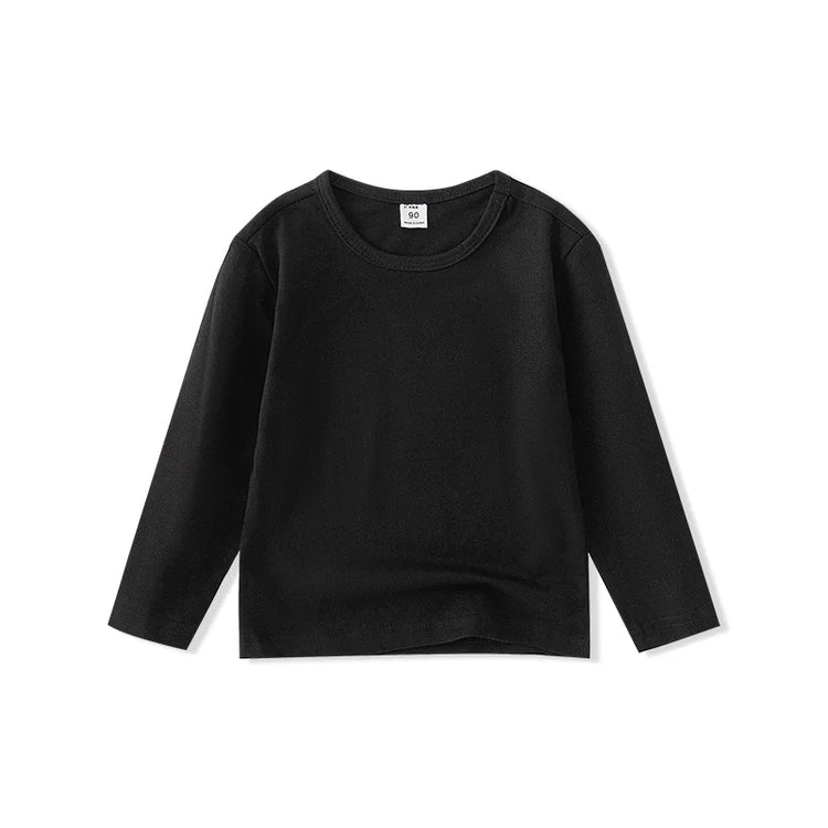 Autumn Spring Cotton Children T-shirt  Boys Girls Tees Long Sleeve White Shirt Kids Tops Baby Clothes Solid Black Blue Yellow
