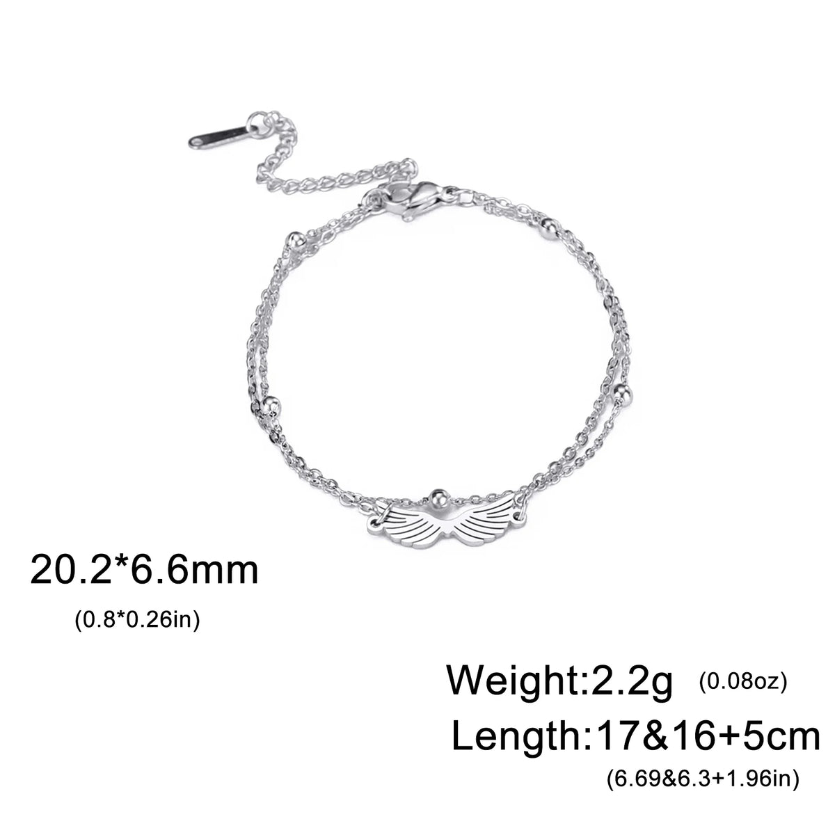 Lucktune Angel Wing Pendant Bracelet for Women Stainless Steel Beads Chain Bracelet Fashion Kpop 2025 New Jewelry Wedding Gift