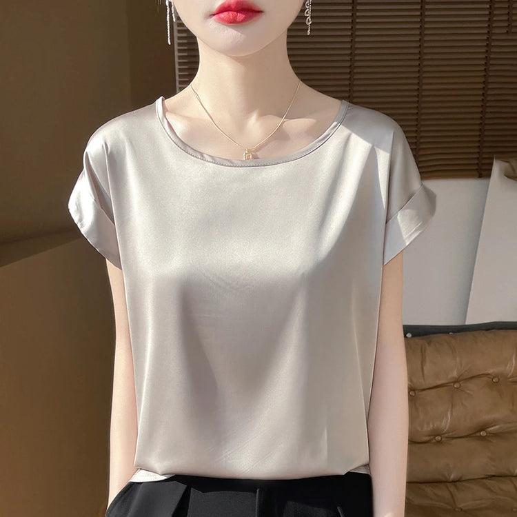 New O-Neck Silk Camisole Ladies Thin Vest Satin Loose Outer Sleeveless Top Summer Suit Insid Sling Mulberry Silk Bottoming Shirt