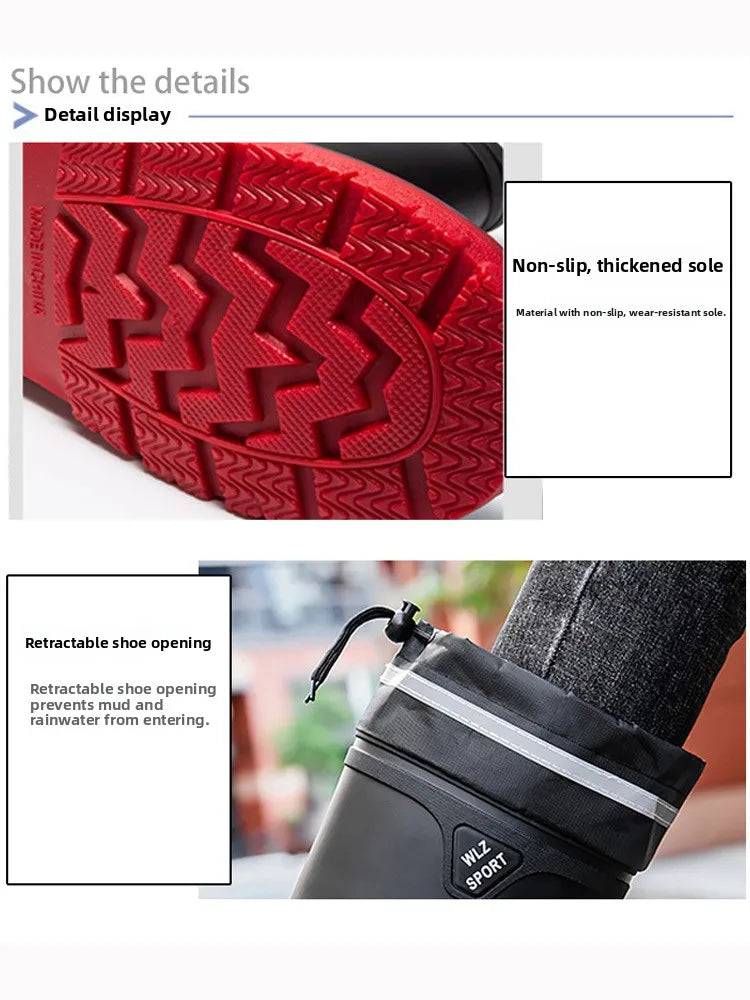 German Style Waterproof Rain Boots Men's Anti-Slip High Tube Long Camping Fishing Snake Bite Proof Thickened Rubber Shoes