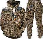 Men's Camouflage Hunting Animal Tracksuit Outfits 3D Wolf Print Hoodies 2-Piece Autumn/Winter Outdoor Sweatshirts Sweatpants Set