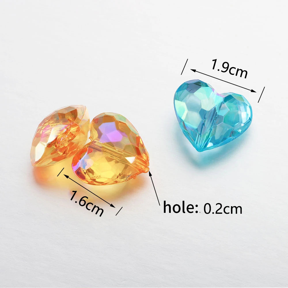20pcs Acrylic Heart Beads Transparent Loose Spacer Beads for DIY Jewelry Making Pendants Neaklace Bracelet Needlework Material