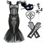 New Skeleton Little Mermaid Halloween Horror Costume Ariel Princess Costume Kids Birthday Party Prom Dress For Girls