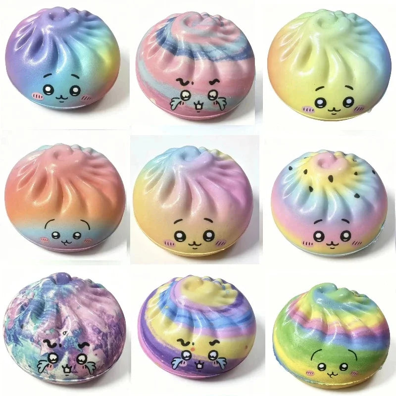 Glitter Dumplings Stress Relief Toy Bun Squishy Toy Fidget Premium Soft Slow Resilience Stress Relief Sensory Squeeze Toy