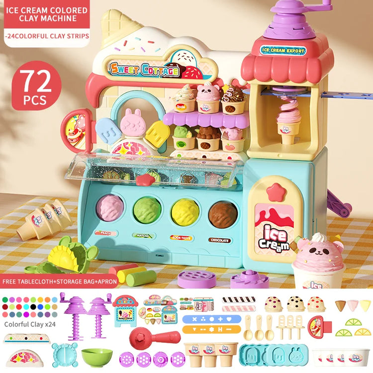Children's Color Clay Noodle Machine DIY Play Dough Tools Ice Cream Plasticine Mold Kit Puzzle Toys for Boys Girls Birthday Gift
