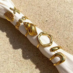 5PCS Fashionable, Simple, High Quality Gold Shell Conch Irregular Geometry Men's and Women's Ring Set