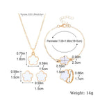 Lucky Five-petal Flower Clover Earrings Necklace Ring Bracelet Four-piece Set for Woman Fashionable Accessories Party Jewelry