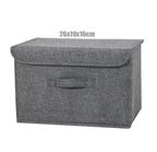 Washable Cotton Linen Fabric Folding CD Storage Box Foldable Bins Toys Organizer With Lid Storage Basket Laundry Basket
