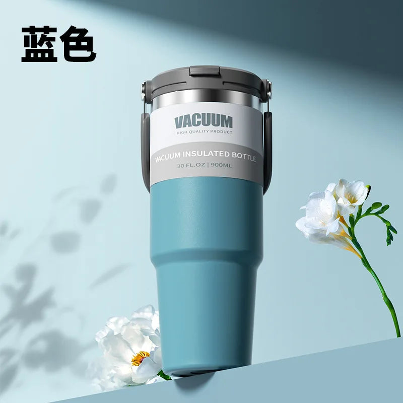Car Thermal Mug Extra Large Capacity 900/1200ml Stainless Steel VacuumThermal Mug Handheld Portable Outdoor&Sport Water Cup