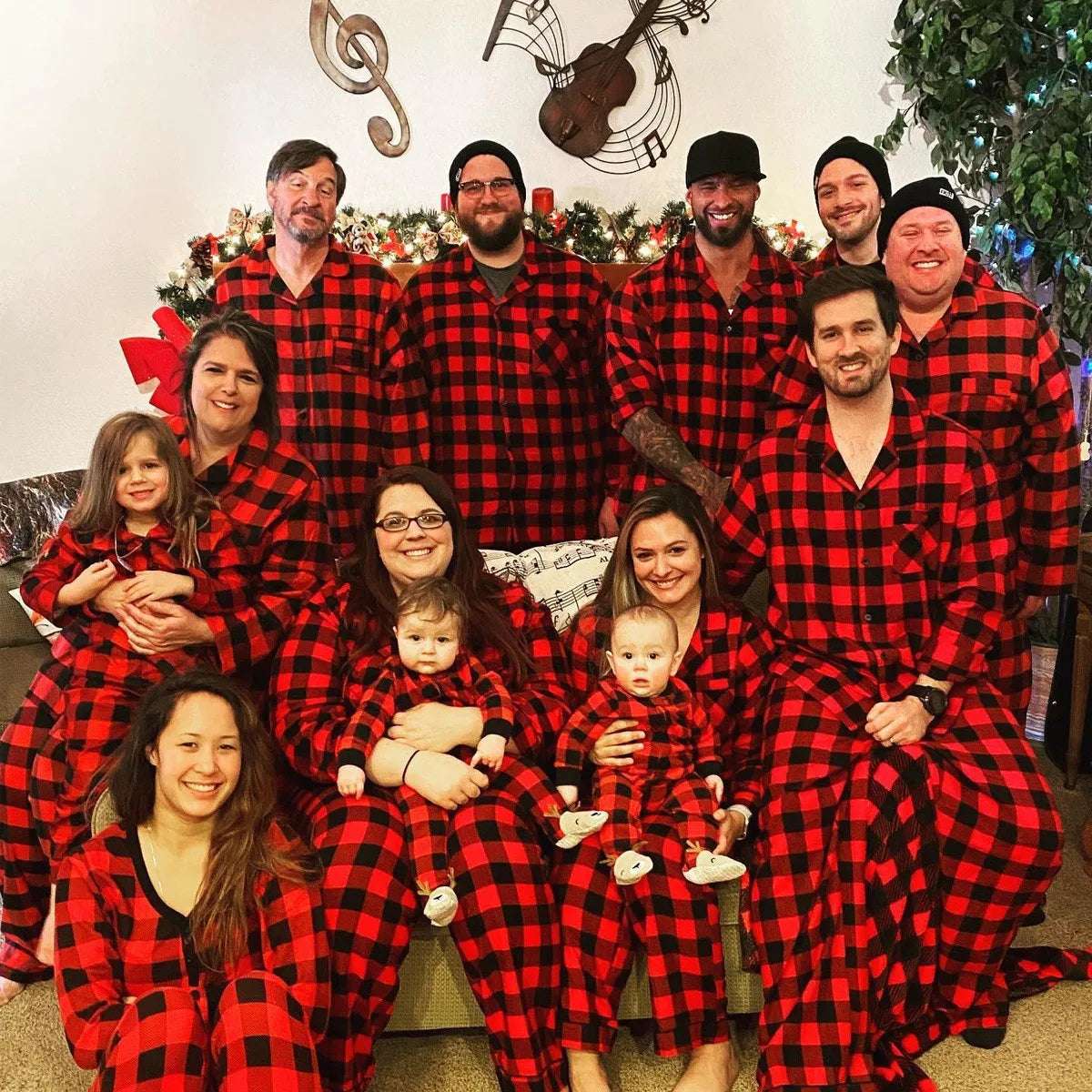 2026 New Year Couple Family Christmas Pajamas Red Plaid Costume for Adult Mother Kids Clothes Matching Outfits Sleepwear Set