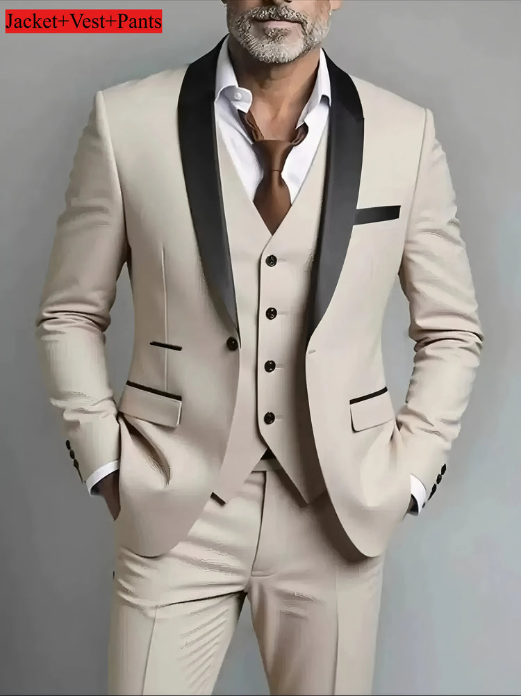 Elegant Men's Suit Sets- Slim Fit Tuxedo Set for Weddings & Formal Occasions, Black Suit